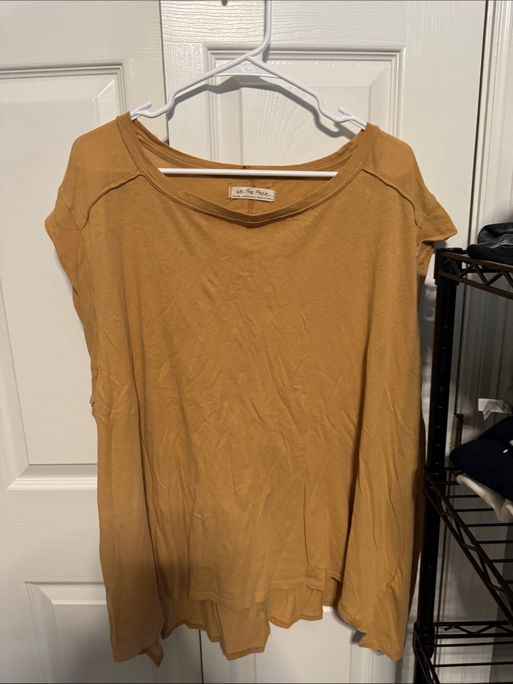 We The Free Mustard Short Sleeve Scoop Neck Tee